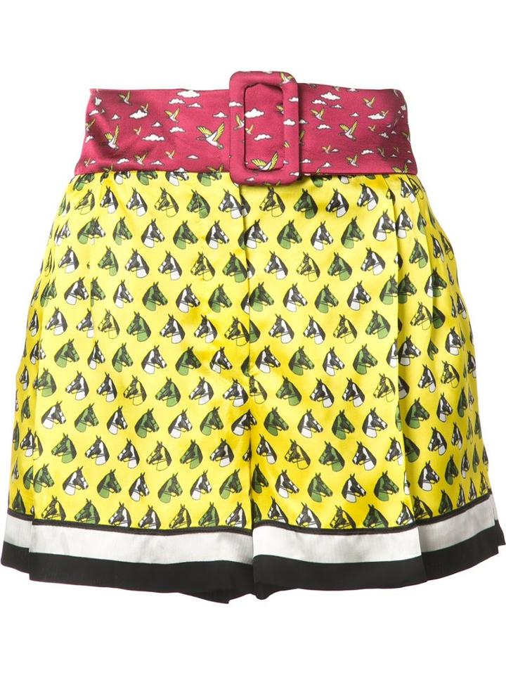 Mary Katrantzou Horse Print Shirts, Women's, Size: 12, Yellow/orange, Viscose/silk