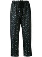 Hache - Embroidered Floral Trousers - Women - Acetate/viscose - 44, Blue, Acetate/viscose