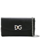 Dolce & Gabbana Crystal Logo Wallet Clutch - Black
