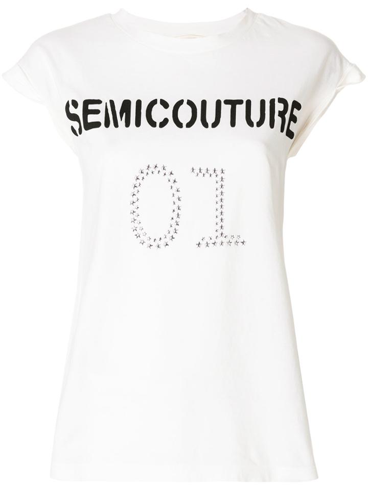 Semicouture Logo Sleeveless Top - White