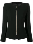 Giorgio Armani Zip-up Fitted Silk Jacket - Black