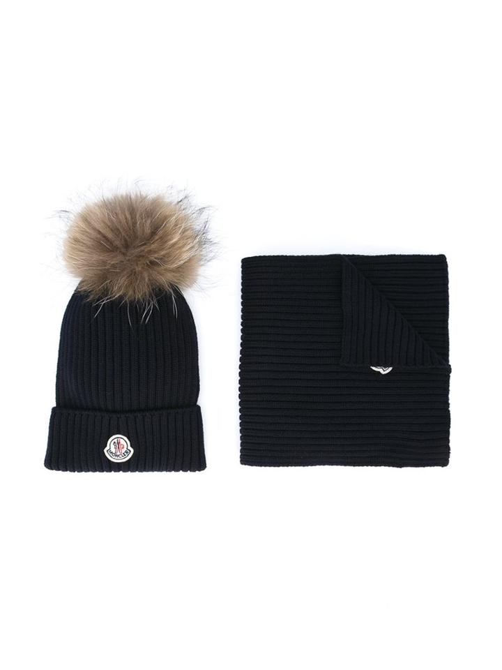 Moncler Kids Beanie Hat And Scarf Set, Boy's, Size: 50 Cm, Blue