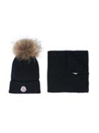 Moncler Kids Beanie Hat And Scarf Set, Boy's, Size: 50 Cm, Blue