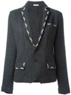Tomas Maier Contrast Trim Blazer, Women's, Size: 6, Grey, Cotton/polyamide/wool