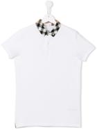 Burberry Kids Check Collar Polo Shirt - White