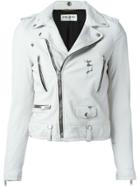 Saint Laurent Smudge Print Biker Jacket - White