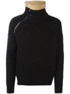 Pierre Balmain Zipped Collar Jumper, Men's, Size: 48, Black, Acrylic/polyester/viscose/alpaca