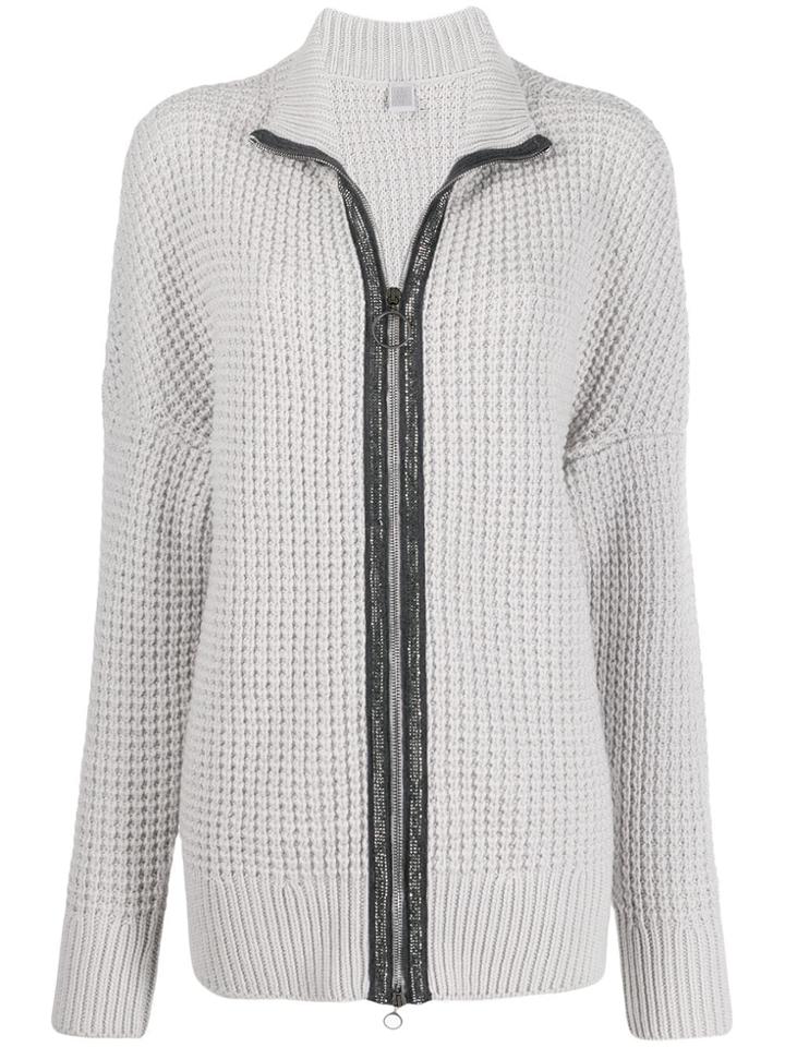 Eleventy Chunky Knit Zipped Cardigan - Grey