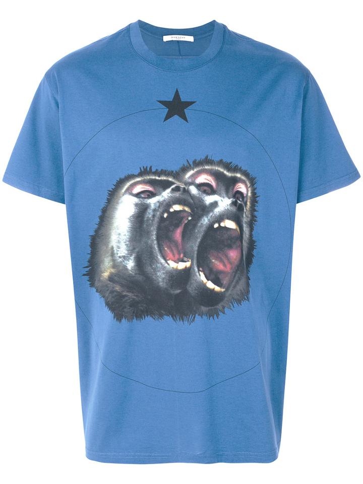 Givenchy - Cuban-fit Monkey Brothers Print T-shirt - Men - Cotton - Xs, Blue, Cotton