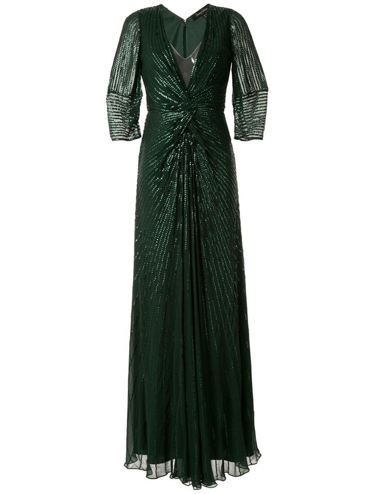 Jenny Packham Embellished Maxi Dress - Green
