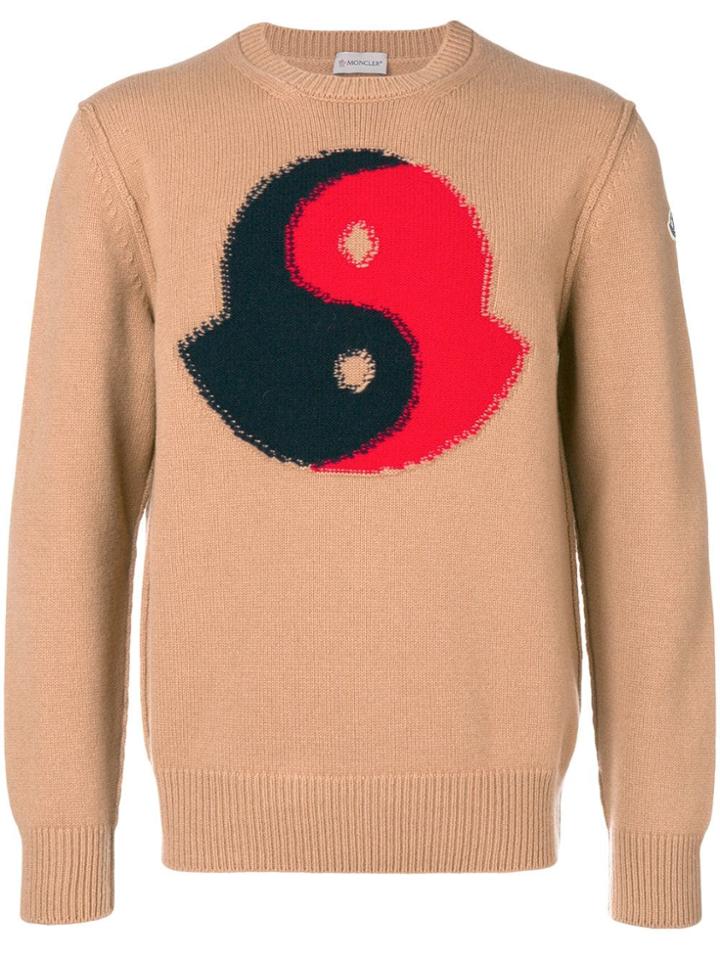 Moncler Logo Patch Sweater - Brown
