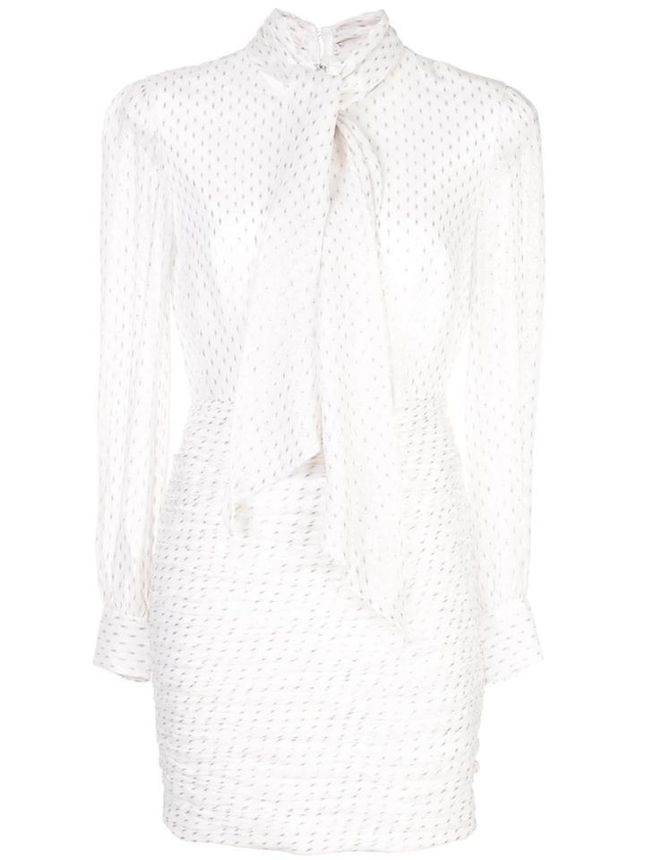 Haney Scarf-detail Fitted Mini Dress - White