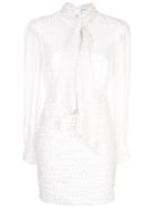 Haney Scarf-detail Fitted Mini Dress - White