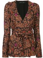 Proenza Schouler Paisley Floral Wrap Top - Black