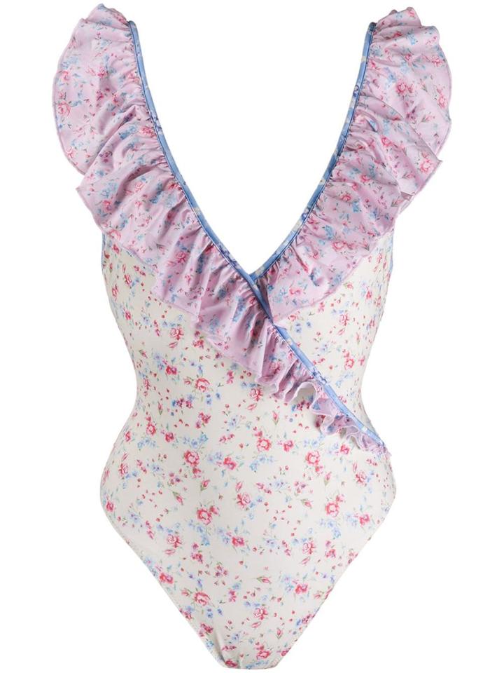 Love Shack Fancy Floral One-piece Swimsuit - Yellow