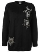 Saint Laurent Star Embellished Knit Jumper, Women's, Size: Medium, Black, Mohair/nylon/wool/polyamide