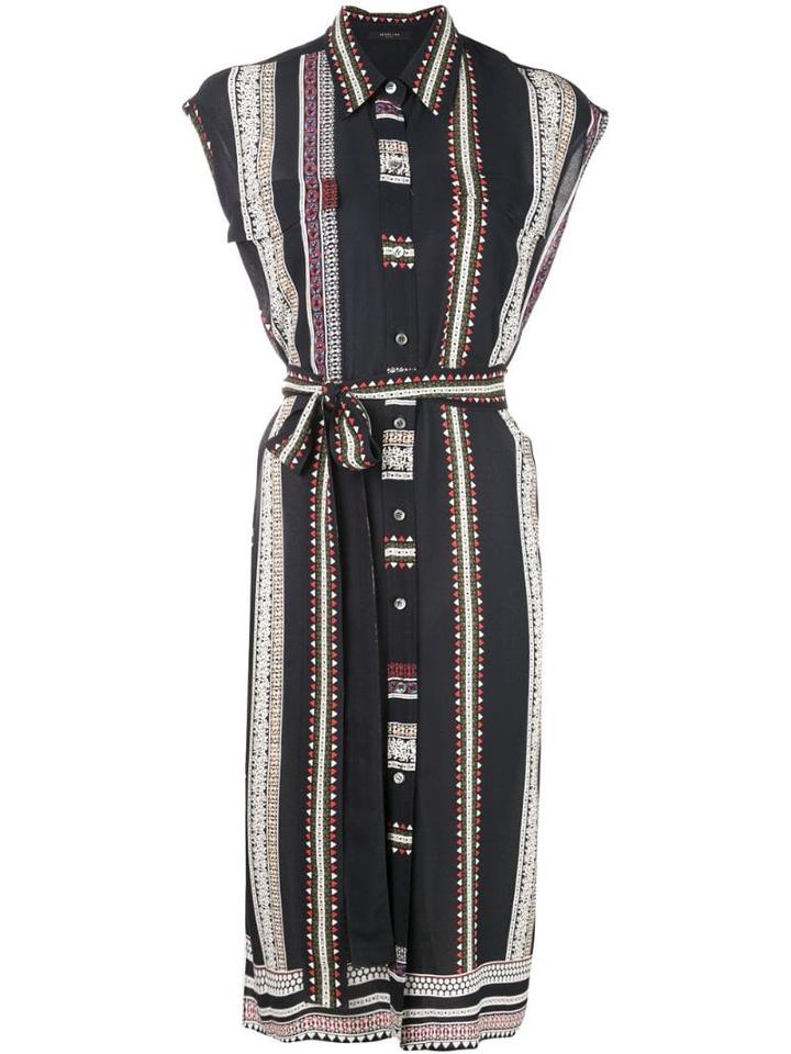 Derek Lam Belted Provincal Striped Sleeveless Button-down Shirt Dress