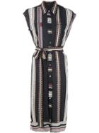 Derek Lam Belted Provincal Striped Sleeveless Button-down Shirt Dress