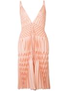 Haider Ackermann - Pleated V-neck Dress - Women - Polyester - 36, Pink/purple, Polyester