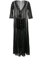 Charo Ruiz Long Embroidered Cover Up - Black