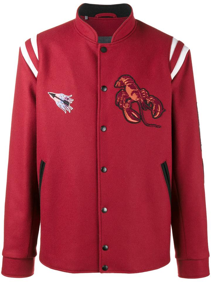 Lanvin - Embroidered Basketball Jacket - Men - Cotton/polyester/viscose/virgin Wool - 54, Red, Cotton/polyester/viscose/virgin Wool