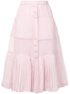 No21 Sheer Insert Pleated Skirt - Pink & Purple