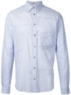 Forme D'expression Striped Panelled Shirt, Men's, Size: 52, Blue, Silk/cotton