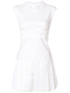 Helmut Lang Pleated Cap Sleeve Bustier Dress - White