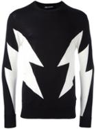 Neil Barrett Lightning Pattern Jumper, Men's, Size: Large, Black, Merino