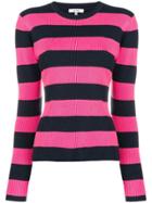 Ganni Striped Rib Knit Sweater - Pink & Purple