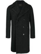 Paltò Herringbone Tailored Coat - Black