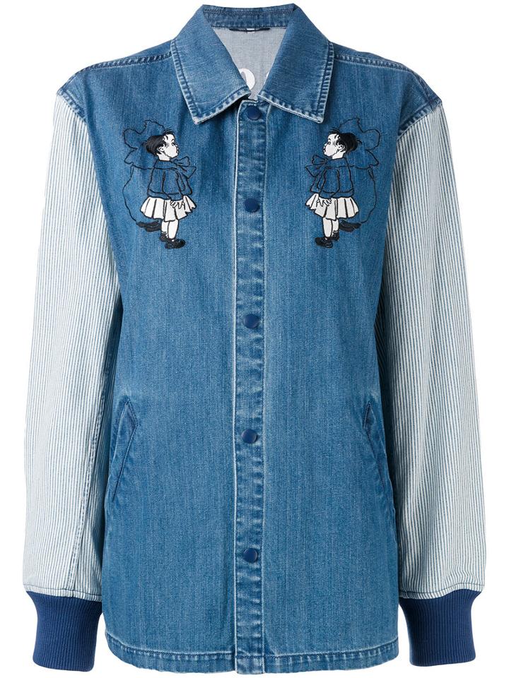 Opening Ceremony - Contrast Sleeve Coach Jacket - Women - Cotton - L, Blue, Cotton