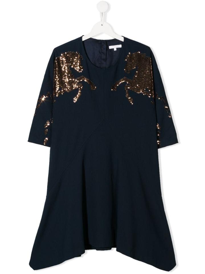 Chloé Kids Sequinned Horse Dress - Blue