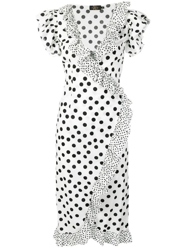 De La Vali Polka Dot Wrap Dress - White