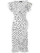 De La Vali Polka Dot Wrap Dress - White
