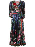 Amuse Floral Print Wrap Front Maxi Dress - Blue