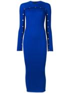 Versace Ribbed Knit Midi Dress - Blue