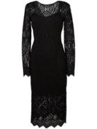 Marco Bologna Lace V-back Dress, Women's, Size: 46, Black, Cotton/polyamide
