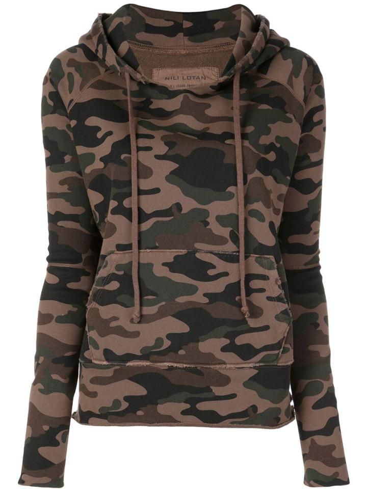 Nili Lotan Camouflage Print Hoodie - Brown