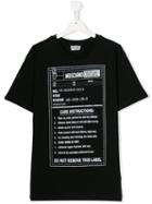 Moschino Kids Teen Care Instructions Print T-shirt - Black