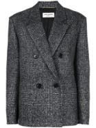 Saint Laurent Double-breasted Tweed Blazer - Grey