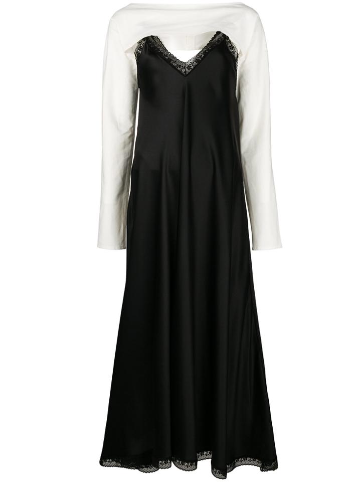 Mm6 Maison Margiela Lace Trim Slip Dress - Black