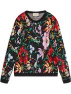 Gucci Sweater With Bead Embroidered Floral Motif - Black