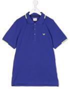Armani Junior Contrast Trim Polo Shirt, Boy's, Size: 14 Yrs, Blue