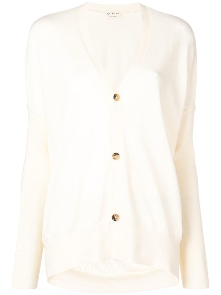Ma'ry'ya Longline Fine Knit Cardigan - White