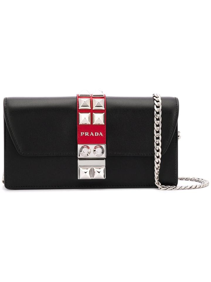 Prada Elektra Studded Clutch - Black