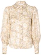 Zimmermann Zippy Puff Sleeve Shirt - Brown