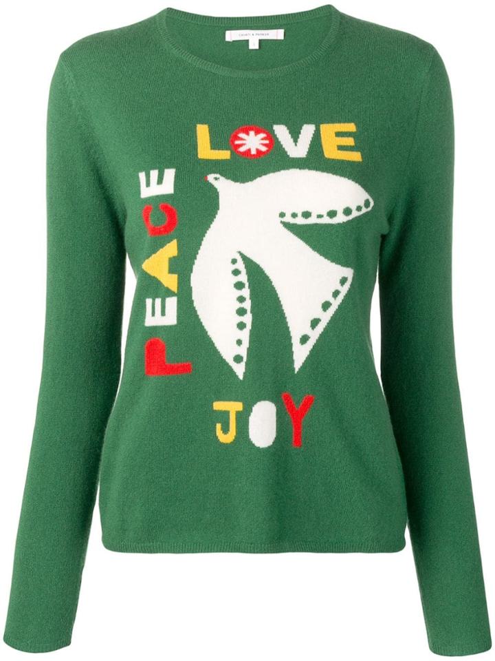 Chinti & Parker Joy, Peace, Love Jumper - Green