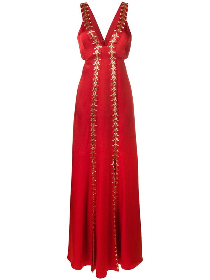 Temperley London Gold-tone Embellished Dress - Red