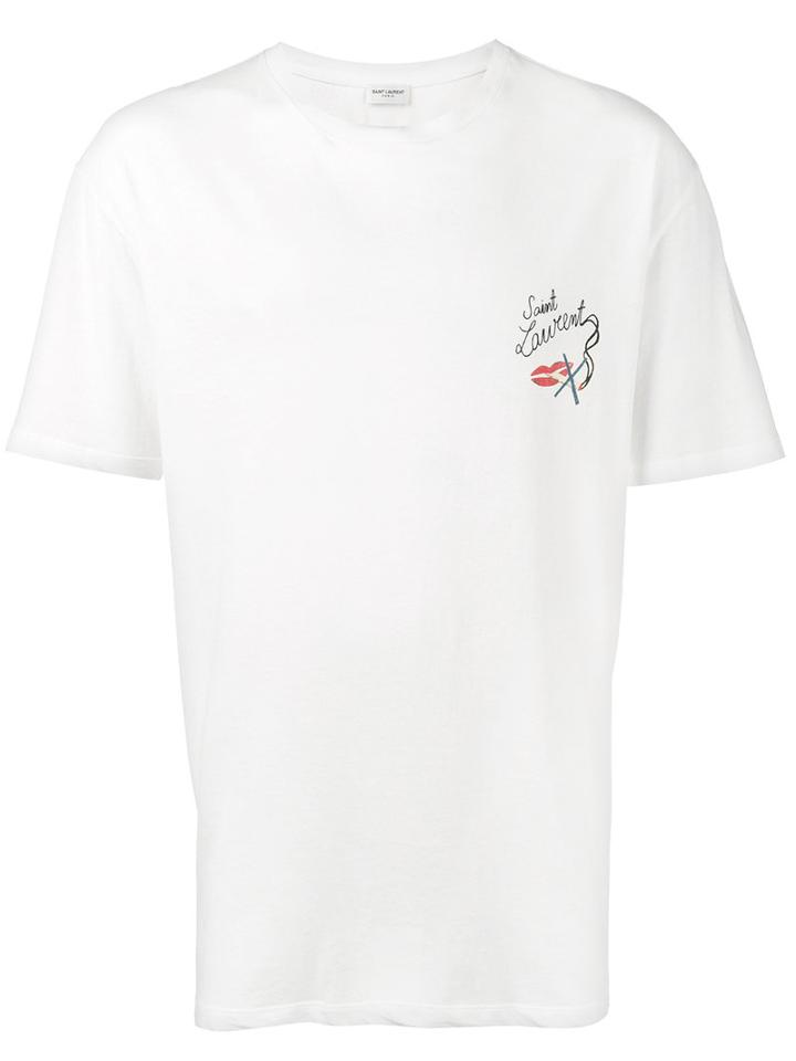Saint Laurent - No Smoking Small Logo Printed T-shirt - Men - Cotton - Xxl, White, Cotton